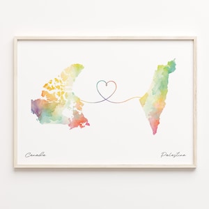 Kanada Palästina Druck, Aquarell Karte Poster, Pakistan Geschenk, Reisewandkunst, Reise, C23-736
