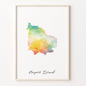 Norfolk Island Watercolor Map Print, Vibrant Norfolk Islander Art Poster, NF Colorful Country Wall Art, Geography Gift, C26-255