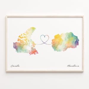 Kanada Makedonien Druck, Aquarell Karte Poster, Macau Geschenk, Reise Wandkunst, Heimatkarte, C23-705