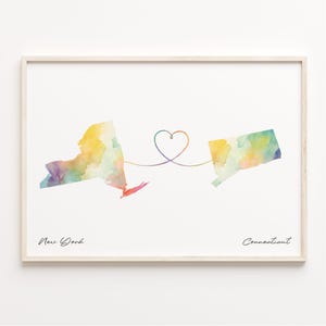 Aquarell Karte von New York to Turn, New York Poster, New York City, Geschenk USA, Gap Jahr, C23-1357