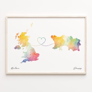 Großbritanien Jersey Druck, Aquarell Karte Poster, Jersey Geschenk, Großbritanien Wandkunst, Abenteuer erwartet Karte, C23-291