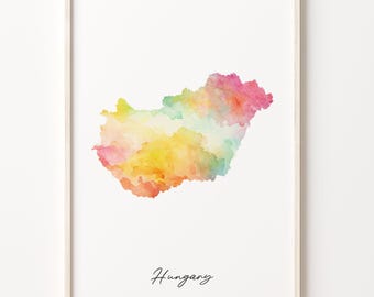 Hungary Watercolor Map Art Print: Vibrant Hungarian Wall Decor