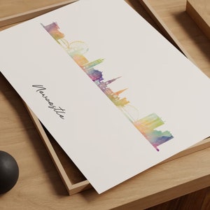 Newcastle Skyline Watercolor Print: United Kingdom Cityscape Art image 7