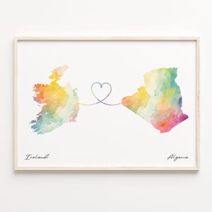 Irland Algeria Druck, Aquarell Karte Poster, Algerische Geschenk, Reise Wandkunst, Umzug Geschenk, C23-998