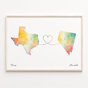 Impression du Texas au Nevada, affiche de carte aquarelle, cadeau du Nevada, art mural voyage, aventure vous attend, C23-1280
