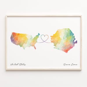 Sierra Leone Druck, Aquarell Karte Poster, Sierra Leone Geschenk, US Wandkunst, Auslandskarte, C23-162