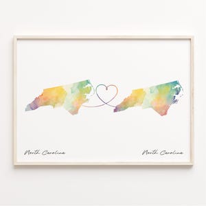North Carolina Watercolor Map Print: NC Connection Art