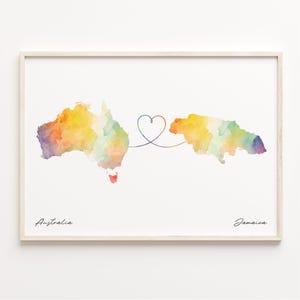 Australia to Jamaica Print, Watercolor Map Poster, Italian Gift, Travel Wall Art, Adventure Awaits Map, C23-885