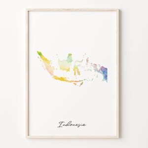 Indonesia Watercolor Map Print, Vibrant Indonesian Art Poster, ID Colorful Country Wall Art, Gift for Traveler, C26-83