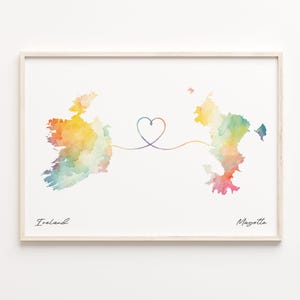 Irland Mayotte Druck, Aquarell Karte Poster, Irland Geschenk, Reisewandkunst, Landkarte, C23-1113