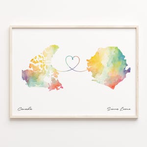 Canada da Sierra Leone Karte Poster, Seychellois Geschenk, Wasserfarben Druck, Reise, Wandbild, Abschied Geschenk, C23-758