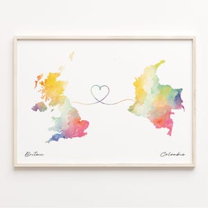 UK Kolumbien Druck, Aquarell Karte Poster, Kolumbianisch Geschenk, Vereinigtes Königreich Wandkunst, Neues Land, C23-238