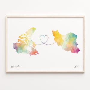 Kanada Iran Druck, Aquarell Karte Poster, Indonesische Karte, Reisekarte, Karte, C23-680