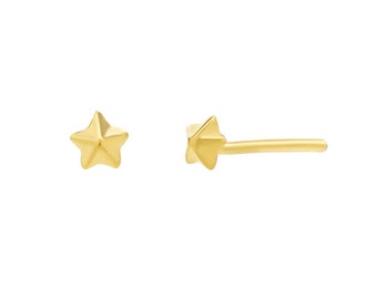 24k  Solid Gold Star earrings
