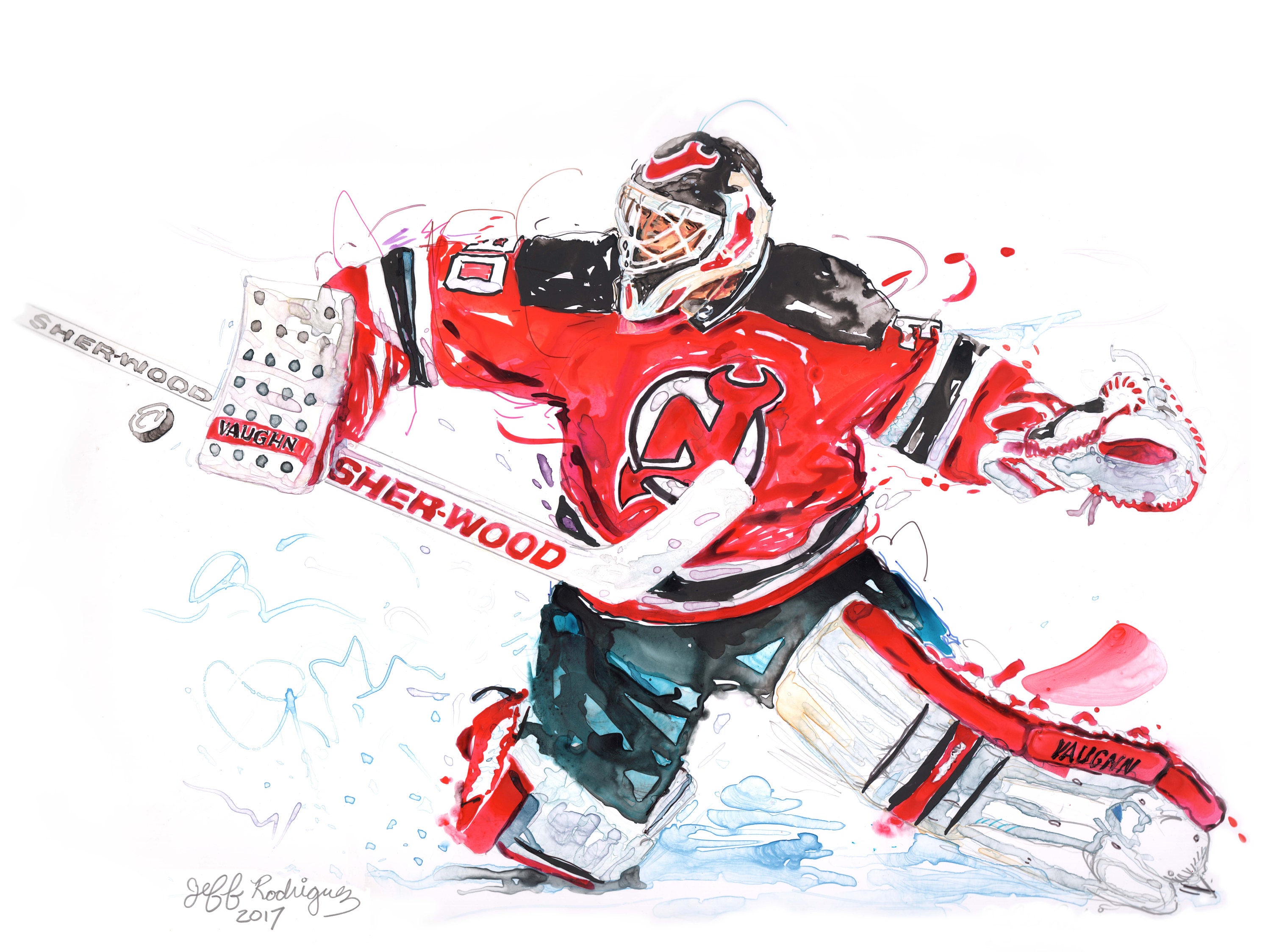 Martin Brodeur New Jersey Devils Hockey Art Spiral Notebook