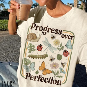Progress Over Perfection Comfort Colors Cute Shirt for Teachers, Back to School Shirt, Teacher Appreciation Gift, Inspirational Teacher Tee