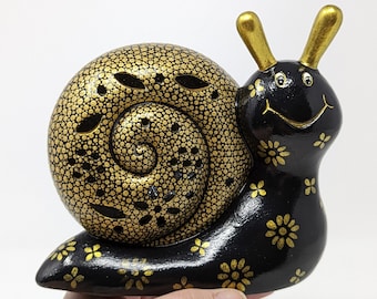 Snail: adorable little snail with led light. Hand Painted snail