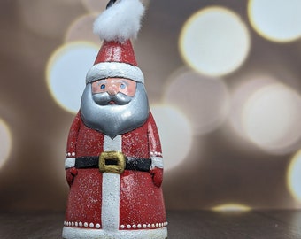 Santa ornament: Hand painted Santa bell ornament