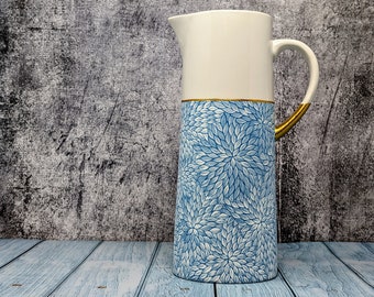 Elegant Pitcher hand painted blue and white