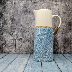 Elegant Pitcher hand painted blue and white image 1