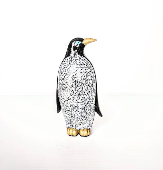 Penguin hand painted ceramic penguin black and white