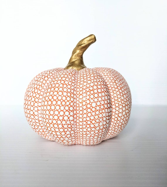 Pumpkin Orange and white hand painted pumpkin