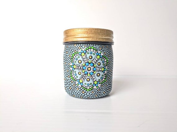 Painted jar 8oz hand painted plastic jar