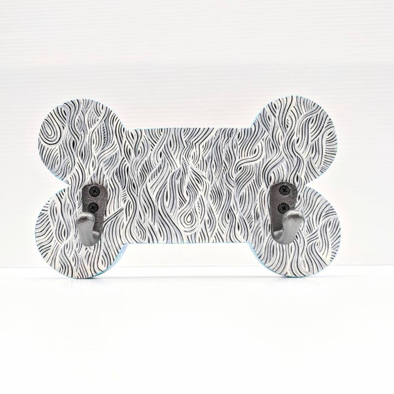 Wall hooks: dog bone wall hook hand painted
