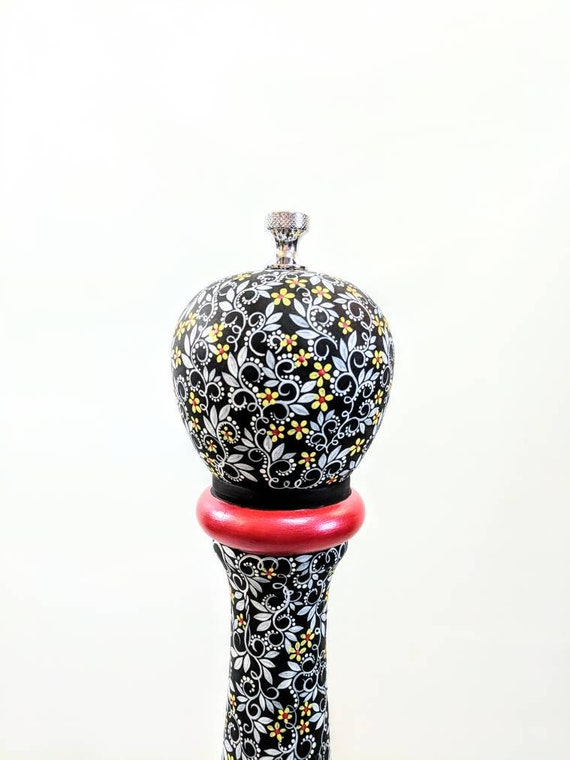 Large pepper mill: very tall pepper mill 24 inches tall hand painted