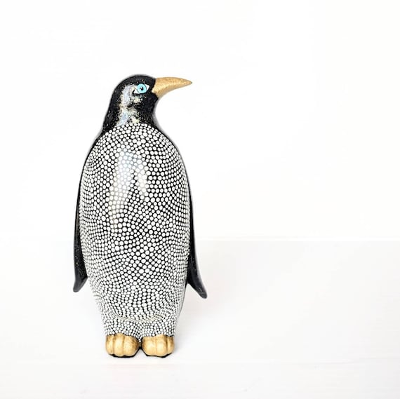 Penguin hand painted ceramic penguin black and white