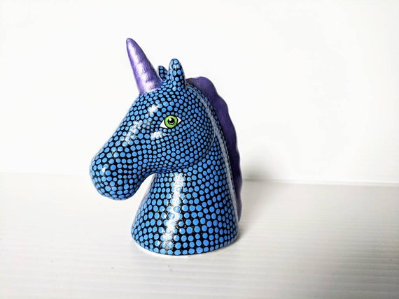 Blue and purple Unicorn small unicorn head figurine.