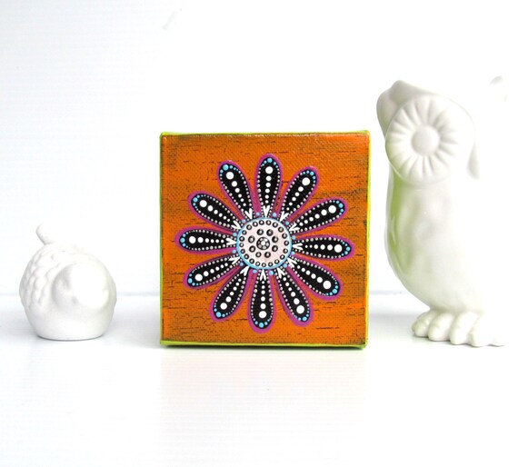 Orange art 4x4 painting on canvas Flower