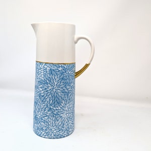 Elegant Pitcher hand painted blue and white image 3
