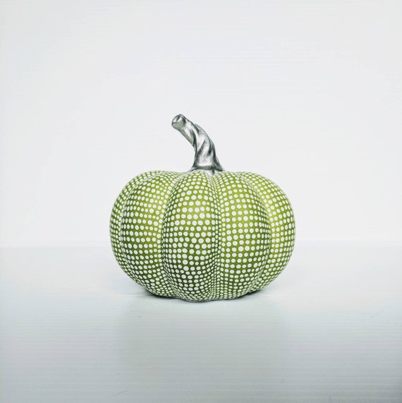 Pumpkin Green and white hand painted pumpkin