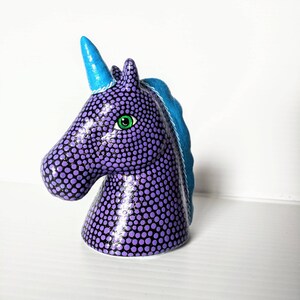 Purple and blue Unicorn small unicorn head figurine. image 6
