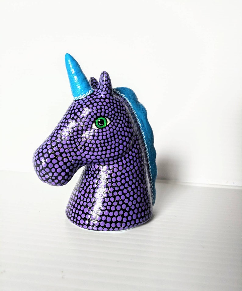 Purple and blue Unicorn small unicorn head figurine. image 6