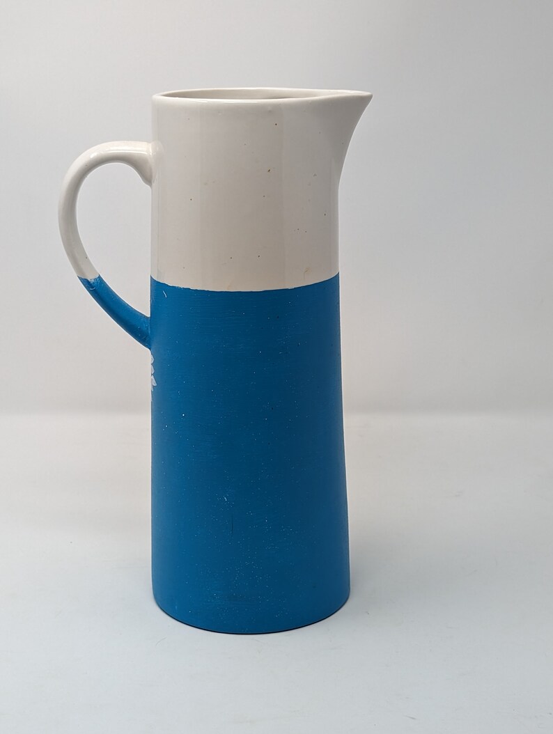 Elegant Pitcher hand painted blue and white image 5