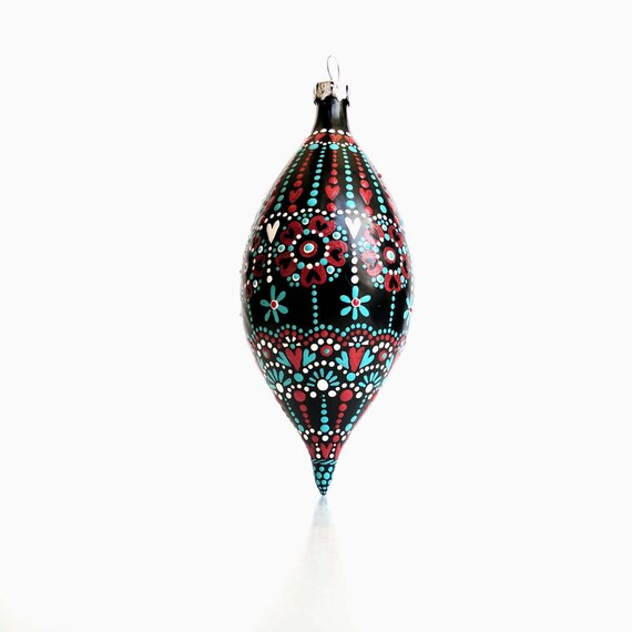 Hand painted glass ornament Finial Glass Ornament Hand painted water drop finial ornament
