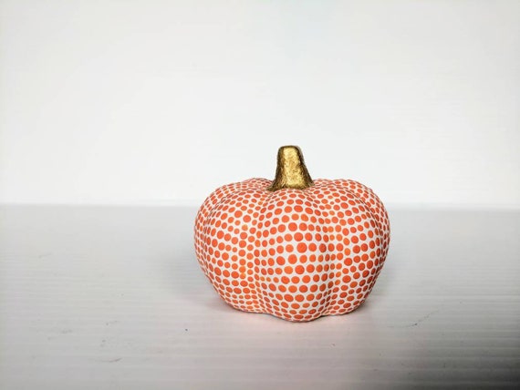Pumpkin Orange and White small mini pumpkin ceramic pumpkins