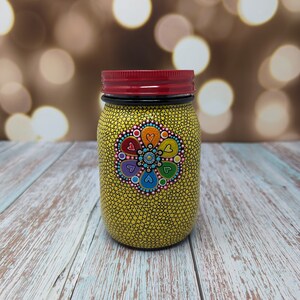 Stash Jar: hand painted glass jar with lid yellow image 4