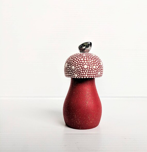 Pepper Mill hand painted Pepper Mill red and white mushroom