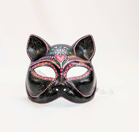 Cat: Hand painted plastic cat mask Cat face Masquerade mask