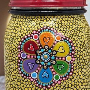 Stash Jar: hand painted glass jar with lid yellow image 8