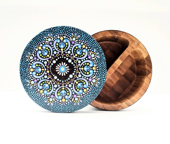 Salt cellar: large hand painted bamboo salt cellar