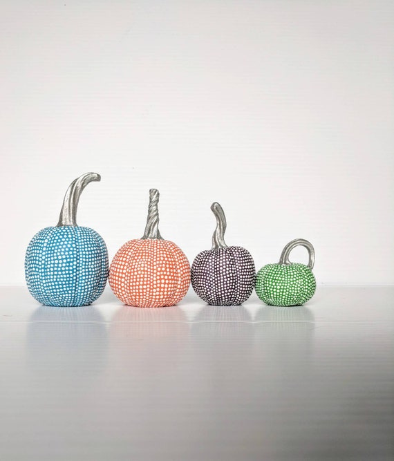Pumpkin Patch: four hand painted pumpkins tiny mini pumpkins set