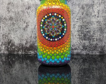 Rainbow Jar: half gallon hand painted glass jar stash jar