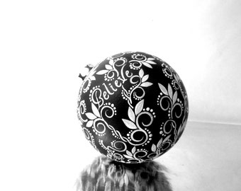 Words: Black and white Hand painted Ornament