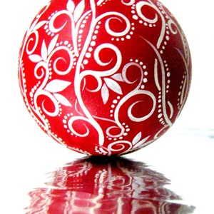 Christmas Ornament: Red and White Ornament Hand Painted Medium Glass Ornament personalize image 2