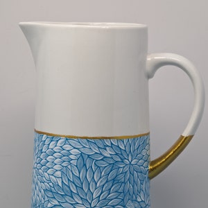 Elegant Pitcher hand painted blue and white image 2