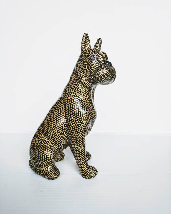 American bulldog Hand painted ceramic dog figurine
